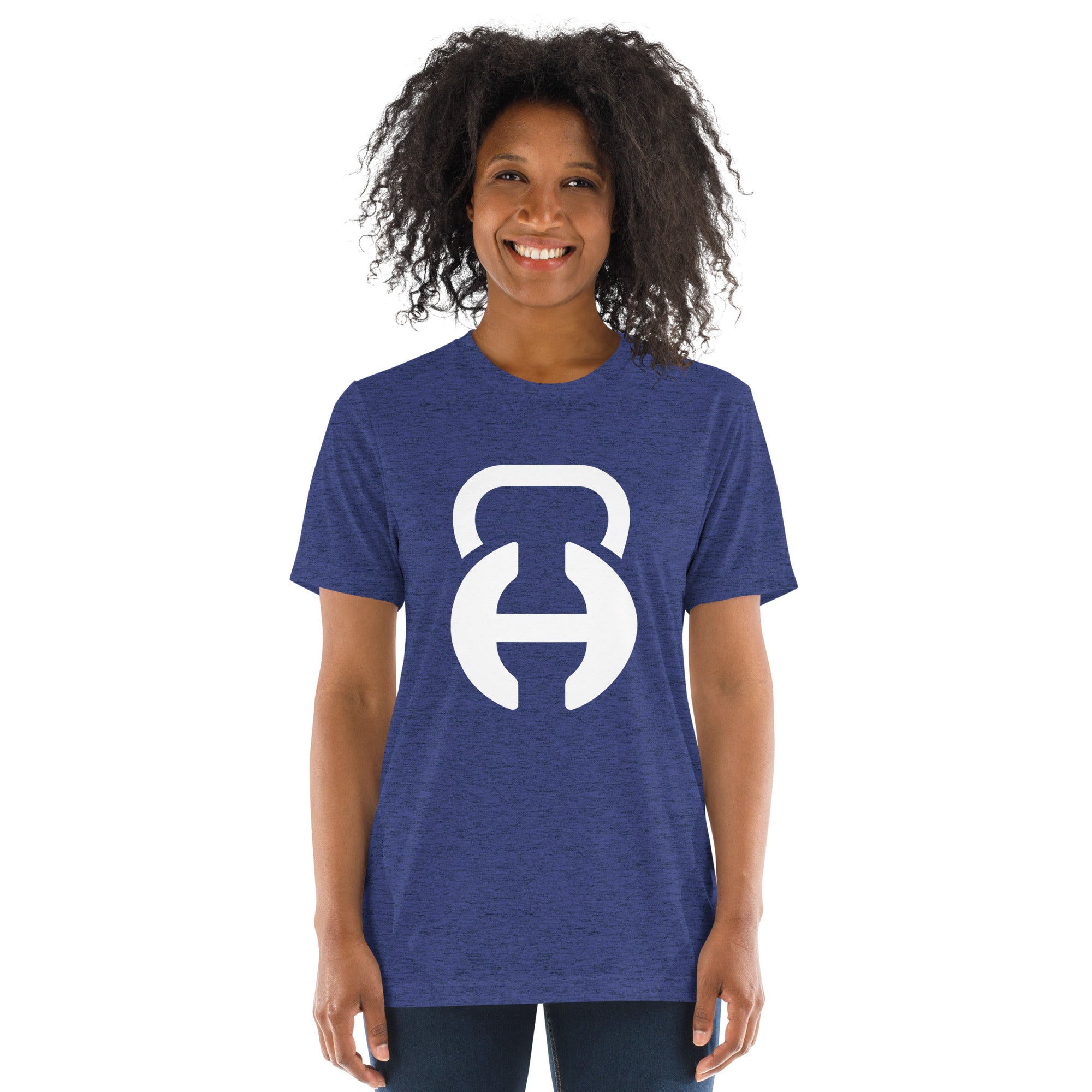 Blue/White Logo Unisex Tri-Blend T-Shirt