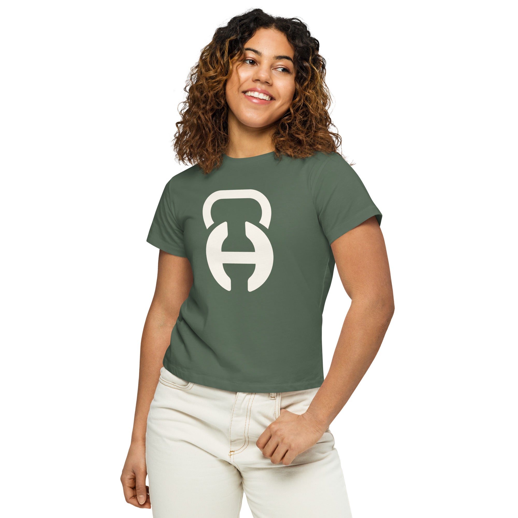 Habitat Logo Pine/White Women’s High-Waisted T-Shirt