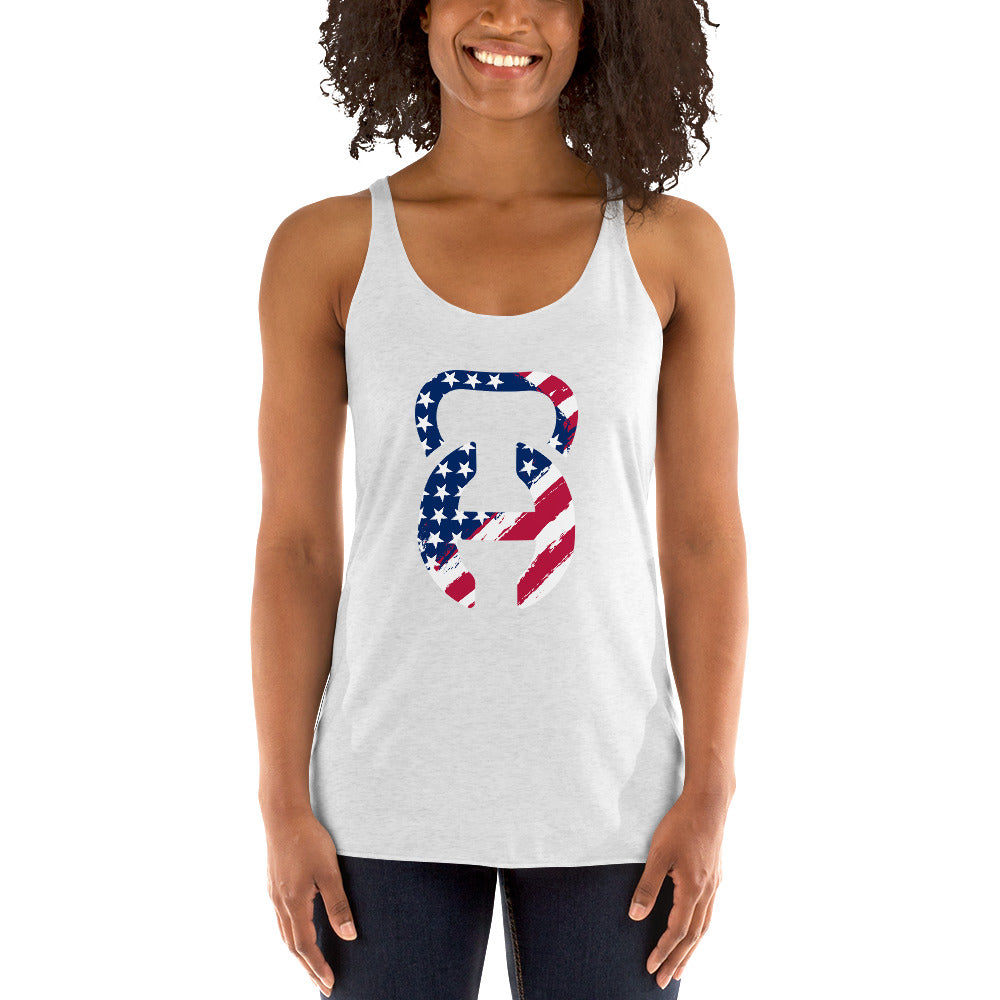 Freedom Heather White Women's Racerback Tank