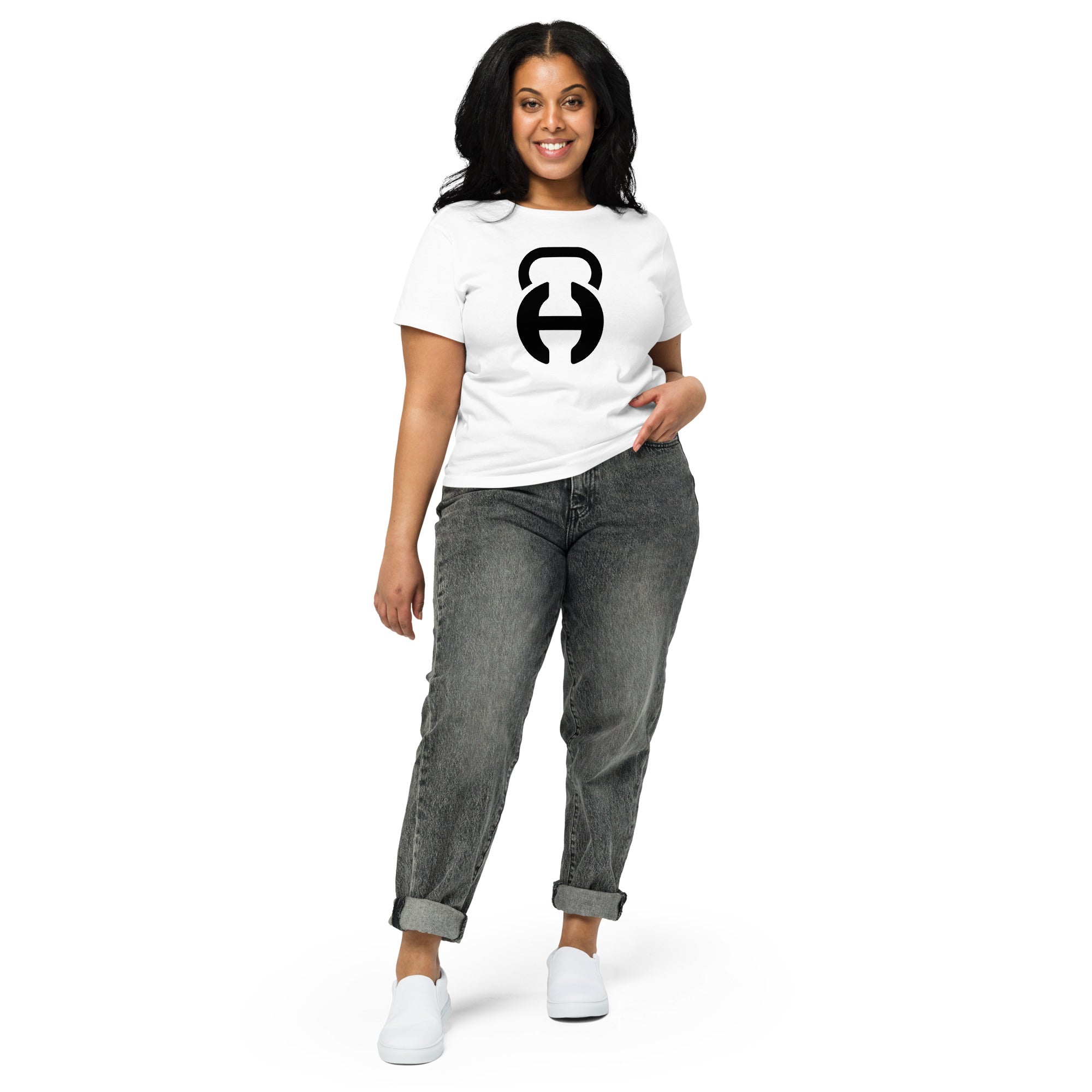 Habitat Logo White/Black Women’s high-waisted t-shirt