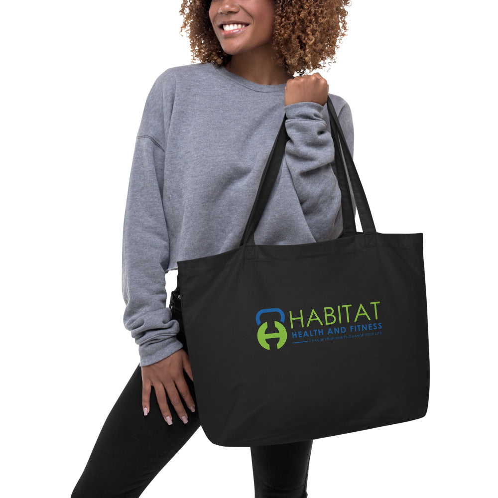 Habitat Full Logo Black Large organic tote bag