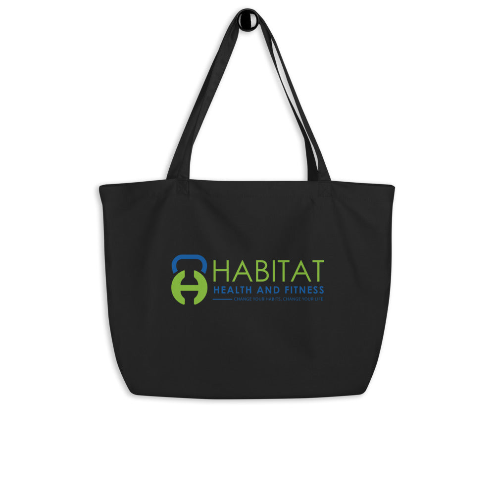 Habitat Full Logo Black Large organic tote bag
